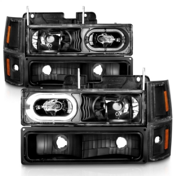 Picture of ANZO 88-98 Chevrolet C1500 Crystal Headlights Black Housing w- Signal and Side Marker Lights