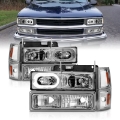 Picture of ANZO 88-98 Chevrolet C1500 Crystal Headlights Chrome Housing w- Signal and Side Marker Lights