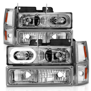 Picture of ANZO 88-98 Chevrolet C1500 Crystal Headlights Chrome Housing w- Signal and Side Marker Lights