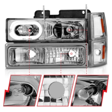 Picture of ANZO 88-98 Chevrolet C1500 Crystal Headlights Chrome Housing w- Signal and Side Marker Lights