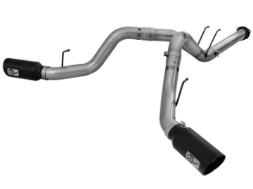 Picture of aFe Large Bore-HD 4in 409 Stainless Steel DPF-Back Exhaust w-Black Tip 15-16 Ford Diesel V8 Trucks