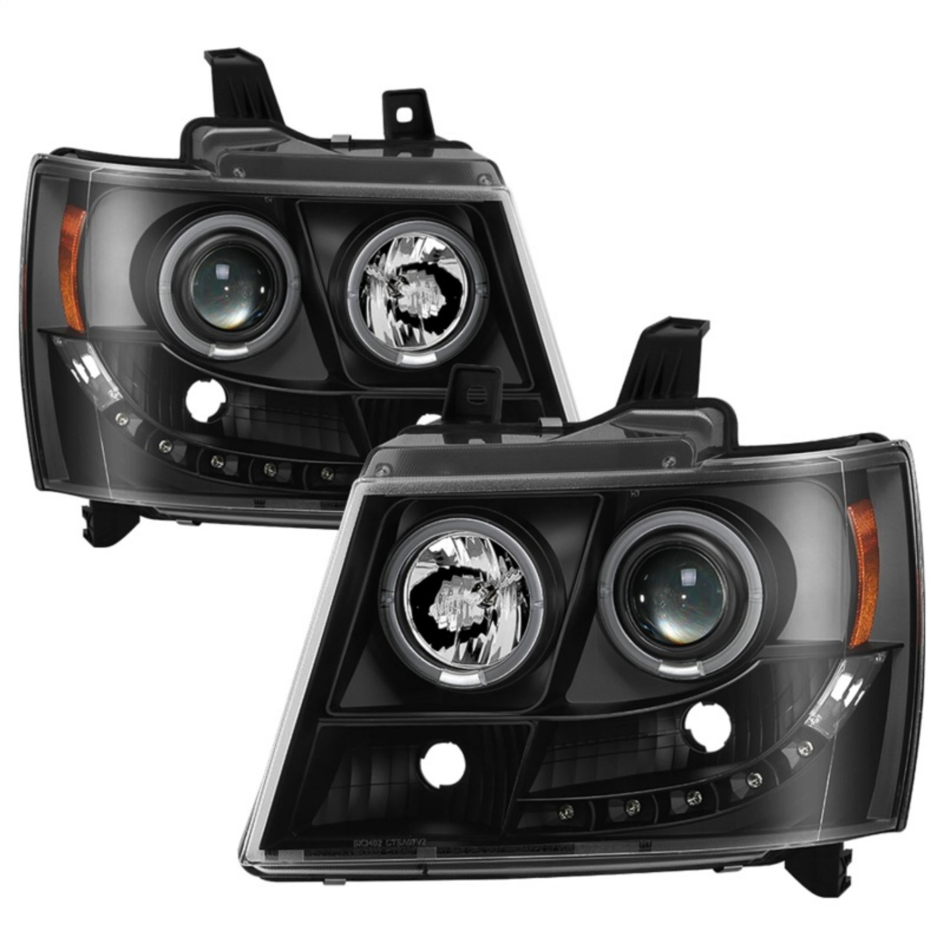 Picture of Spyder Chevy Suburban 1500 07-14 Projector Headlights LED Halo LED All Black PRO-YD-CSUB07-HL-BKV2