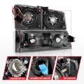 Picture of ANZO 2003-2006 Chevrolet Silverado 1500 Crystal Headlights w- Light Bar Black Housing