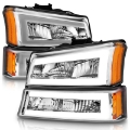 Picture of ANZO 2003-2006 Chevrolet Silverado 1500 Crystal Headlights w- Light Bar Chrome Housing