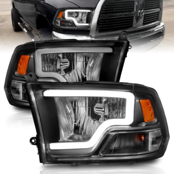 Picture of ANZO 2009-2018 Dodge Ram 1500 Crystal Headlights w- Light Bar Black Housing