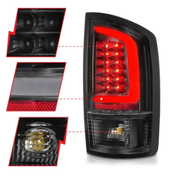 Picture of ANZO 2002-2006 Dodge  Ram 1500 LED Tail Lights w- Light Bar Black Housing Clear Lens