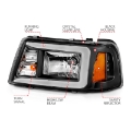 Picture of ANZO 2001-2011 Ford Ranger Crystal Headlights w- Light Bar Black Housing