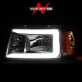 Picture of ANZO 2001-2011 Ford Ranger Crystal Headlights w- Light Bar Chrome Housing