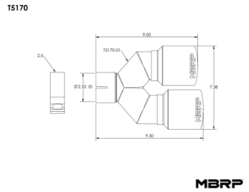 Picture of MBRP Universal T304 SS Dual Tip 3-5in OD-2-5in Inlet