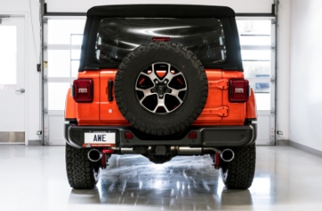 Picture of AWE Tuning 2018+ Jeep Wrangler JL-JLU Tread Edition Axle-Back Dual Exhaust - Chrome Silver Tips