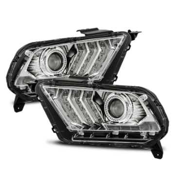 Picture of AlphaRex 10-12 Ford Mustang PRO-Series Projector Headlights Plank Style Chrome w-Top-Bottom DRL