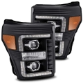 Picture of AlphaRex 11-16 Ford F-250 SD PRO-Series Projector Headlights Plank Style Design Black w-Seq Signal
