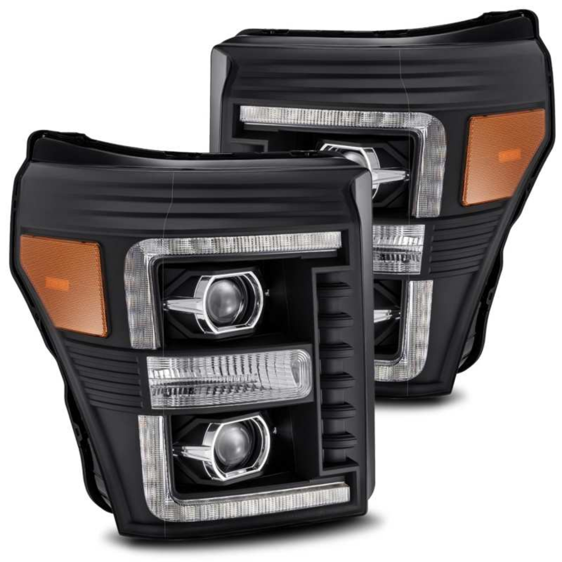 Picture of AlphaRex 11-16 Ford F-250 SD PRO-Series Projector Headlights Plank Style Design Black w-Seq Signal
