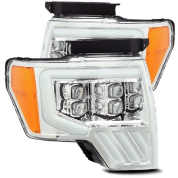 Picture of AlphaRex 09-14 Ford F-150 NOVA LED Projector Headlights Plank Style Chrome w-Activ Light-Seq Signal