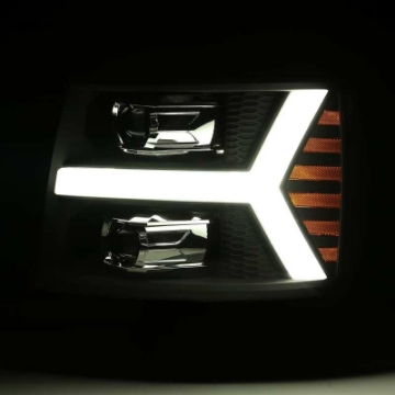 Picture of AlphaRex 07-13 Chevy 1500HD PRO-Series Proj Headlights Plank Style Chrome w-Activ Light-Seq Signal