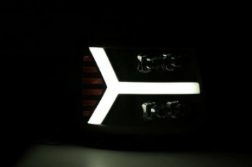 Picture of AlphaRex 07-13 Chevy 1500HD NOVA LED Proj Headlights Plank Style Matte Blk w-Activ Light-Seq Signal