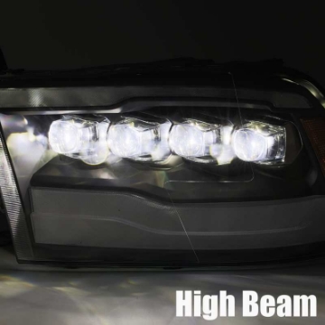 Picture of AlphaRex 09-18 Dodge Ram 1500HD NOVA LED Projector Headlights Plank Style Design Alpha Black w-DRL