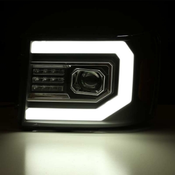 Picture of AlphaRex 07-13 GMC 1500HD PRO-Series Proj Headlights Plank Style Matte Blk w-Activ Light-Seq Signal