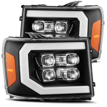 Picture of AlphaRex 07-13 GMC 1500HD NOVA LED Proj Headlight Plank Style Gloss Blk w-Activ Light-Seq Signal-DRL