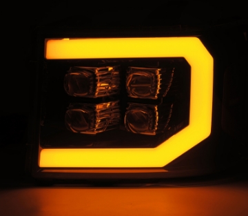 Picture of AlphaRex 07-13 GMC 1500HD NOVA LED Proj Headlight Plank Style Gloss Blk w-Activ Light-Seq Signal-DRL