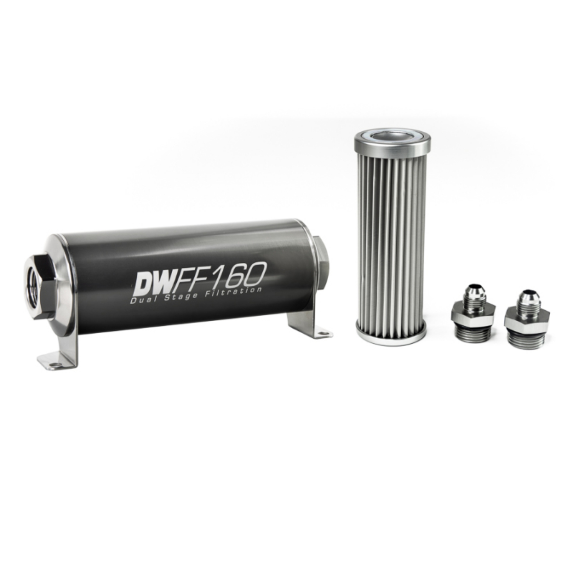 Picture of DeatschWerks Stainless Steel 6AN 5 Micron Universal Inline Fuel Filter Housing Kit 160mm