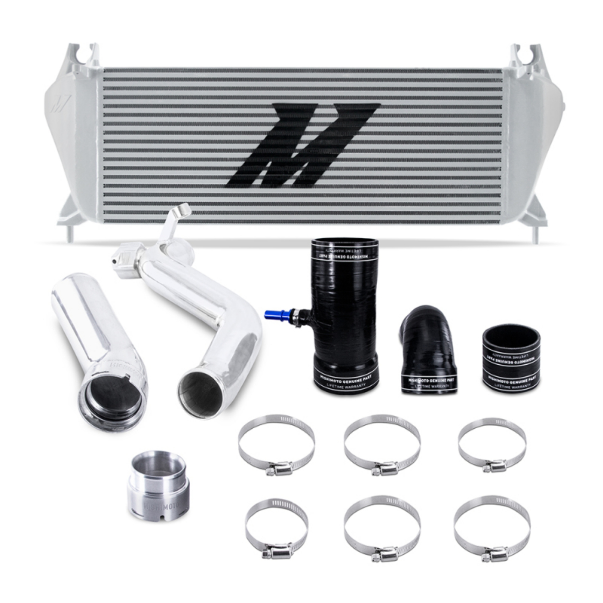 Picture of Mishimoto 19+ Ford Ranger 2-3L EcoBoost Intercooler Kit - Silver + Polished Pipes