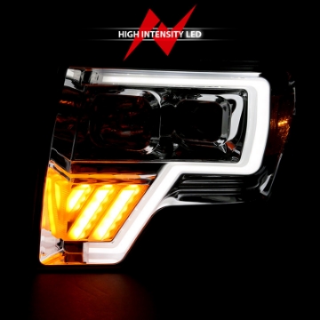 Picture of ANZO 2009-2014 Ford F-150 Projector Headlight Chrome Amber