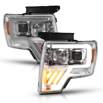 Picture of ANZO 2009-2014 Ford F-150 Projector Headlight Chrome Amber