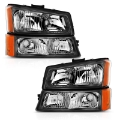 Picture of ANZO 2003-2006 Chevy Silverado Crystal Headlight w- Signal Light Black Amber 4 pcs