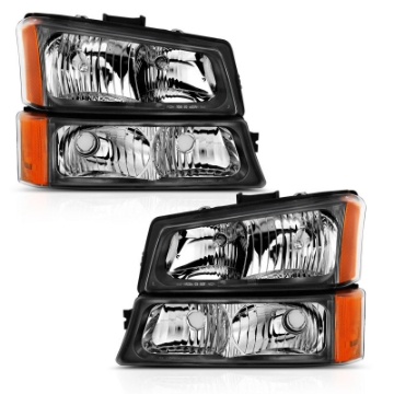 Picture of ANZO 2003-2006 Chevy Silverado Crystal Headlight w- Signal Light Black Amber 4 pcs