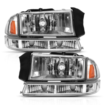 Picture of ANZO 1997-2004 Dodge Dakota Crystal Headlight Set Chrome Amber