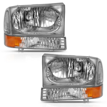 Picture of ANZO 2000-2004 Ford Excursion Crystal Headlight w- Corner Light Chrome Amber w-o Bulb