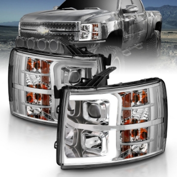 Picture of ANZO 2007-2013 Chevy Silverado 1500 Projector Plank Style Chrome Amber