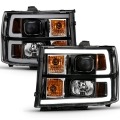 Picture of ANZO 2007-2013 GMC Sierra 1500 Projector Headlight Plank Style Black w- Clear Lens Amber