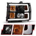 Picture of ANZO 2007-2013 GMC Sierra 1500 Projector Headlight Plank Style Black w- Clear Lens Amber