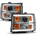 Picture of ANZO 2007-2013 GMC Sierra 1500 Projector Headlight Plank Style Chrome w- Clear Lens Amber