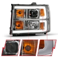 Picture of ANZO 2007-2013 GMC Sierra 1500 Projector Headlight Plank Style Chrome w- Clear Lens Amber