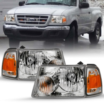 Picture of ANZO 2001-2011 Ford Ranger Crystal Headlight Chrome w-Corner Lights OE Replacement