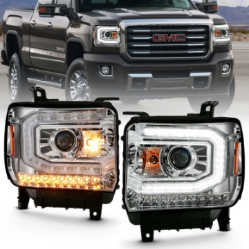 Picture of ANZO 2016-2019 Gmc Sierra 1500 Projector Headlight Plank Style Chrome w- Sequential Amber Signal