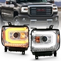 Picture of ANZO 2014-2015 Gmc Sierra 1500 Projector Headlight Plank Style Chrome w- Switchback Halogen Type
