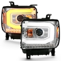 Picture of ANZO 2014-2015 Gmc Sierra 1500 Projector Headlight Plank Style Chrome w- Switchback Halogen Type