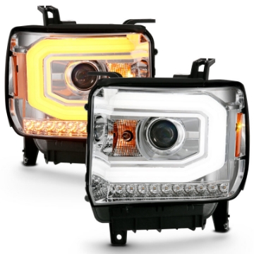 Picture of ANZO 2014-2015 Gmc Sierra 1500 Projector Headlight Plank Style Chrome w- Switchback Halogen Type