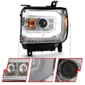 Picture of ANZO 2014-2015 Gmc Sierra 1500 Projector Headlight Plank Style Chrome w- Switchback Halogen Type
