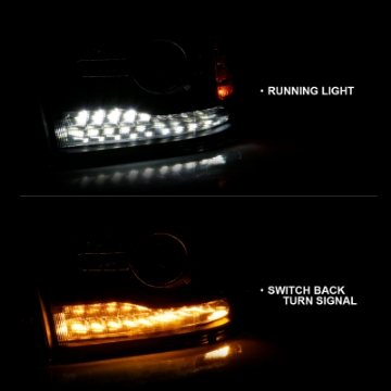 Picture of ANZO 2009-2018 Dodge Ram 1500 Projector Headlights Plank Style Halo w-Switchback Matte Black