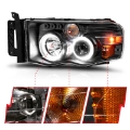 Picture of ANZO 2002-2005 Dodge Ram 1500 Projector Headlights w- Halo Black Clear Amber