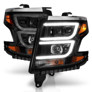 Picture of ANZO 2015-2020 Chevy Tahoe Projector Headlights Plank Style Black w-DRL