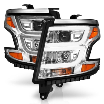 Picture of ANZO 2015-2020 Chevy Tahoe Projector Headlights Plank Style Chrome w-DRL