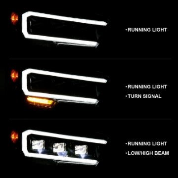 Picture of ANZO 2016-2018 Toyota Tacoma LED Projector Headlights Plank Style Black w- Amber