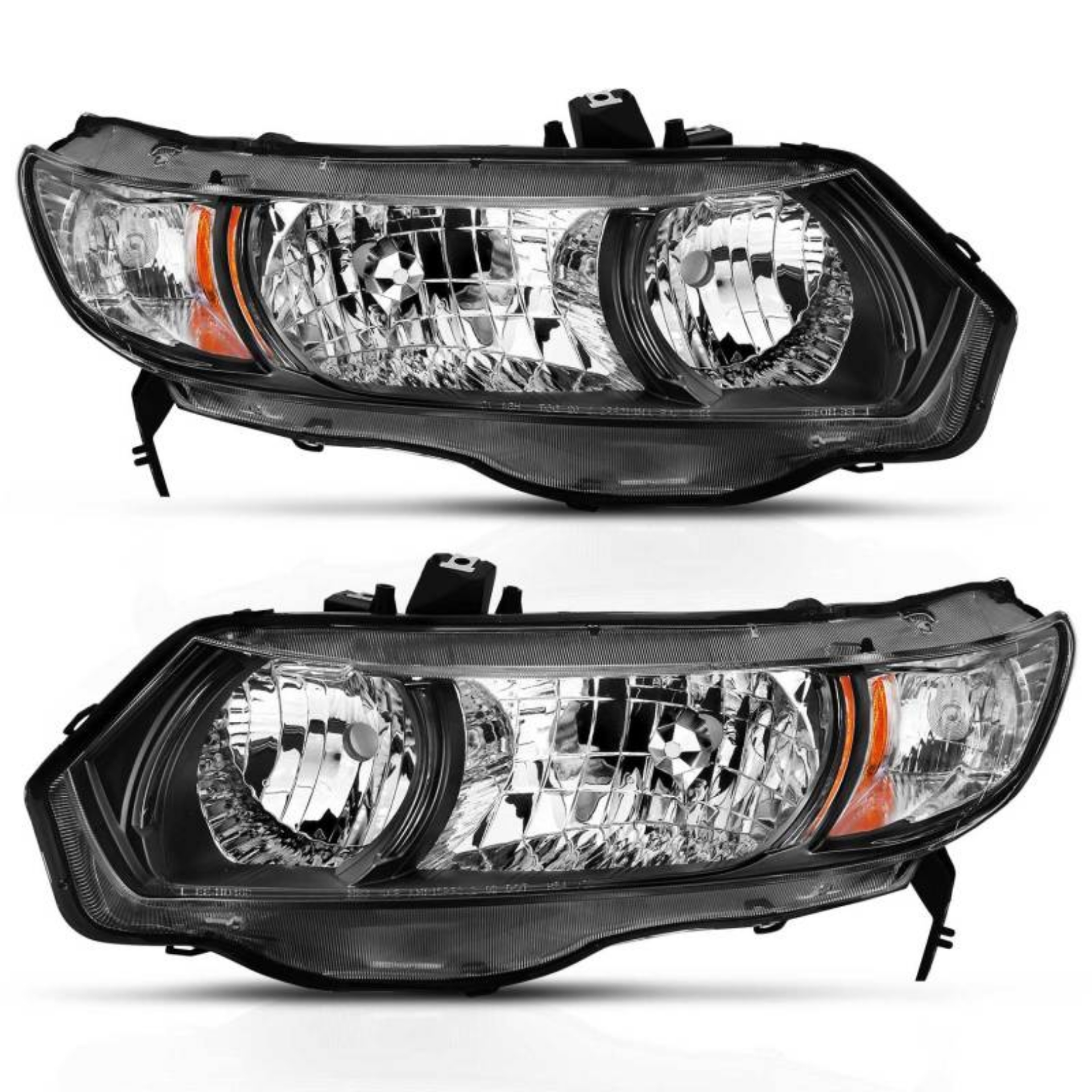 Picture of ANZO 2006-2009 Honda Civic 2 Door Crystal Headlight Black Amber OE Replacement
