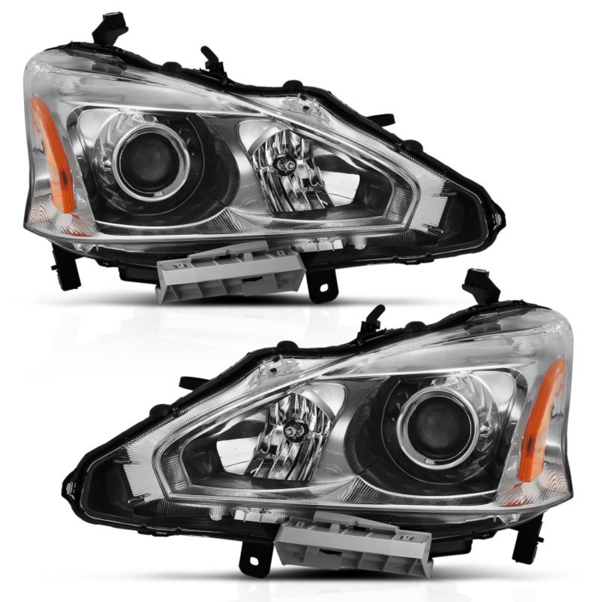 Picture of ANZO 2013-2015 Nissan Altima Projector Headlight Chrome Amber